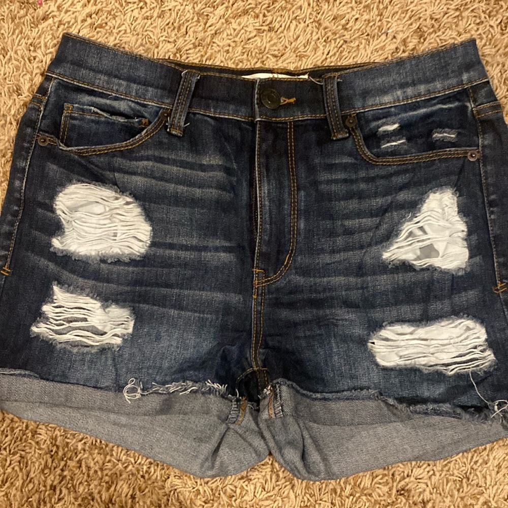 High-rise shortie jean shorts